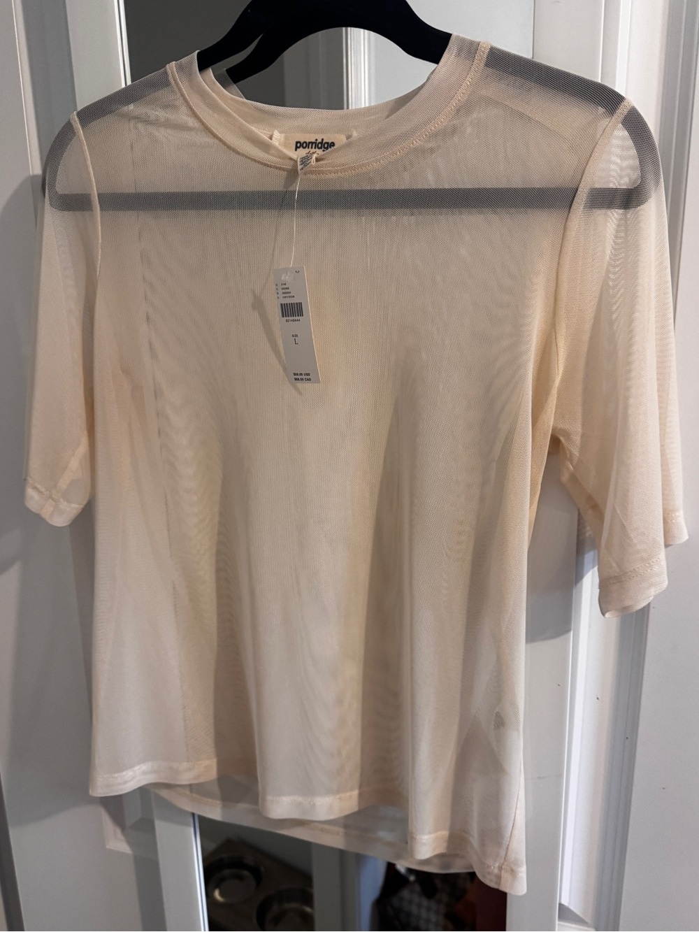 Porridge Mesh Short Sleeve Top Beige - Picture 4 of 5